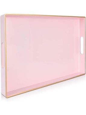 Baby Pink Tray with Gold Trim